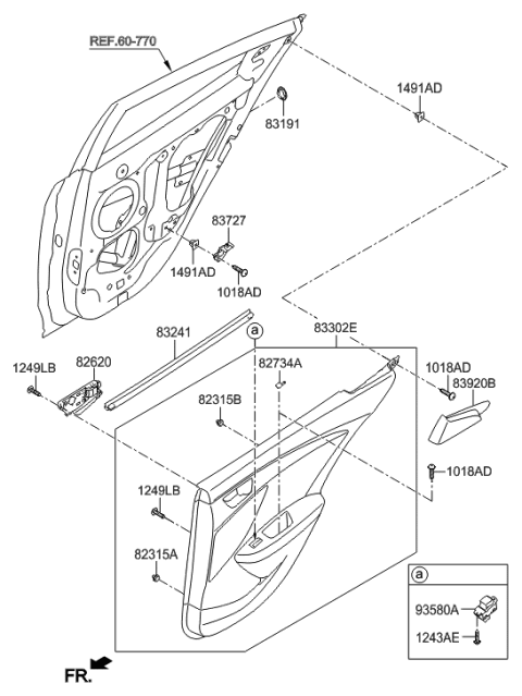 1990 Hyundai Scoupe Cover Assembly-Rear Door Delta Inner, RH Diagram for 839202V0004X
