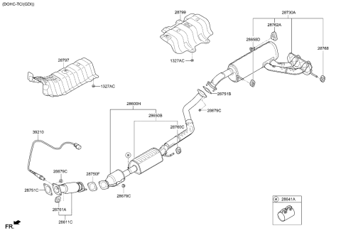 1991 Hyundai Scoupe Clamp-Exhaust Pipe Diagram for 28641C8500