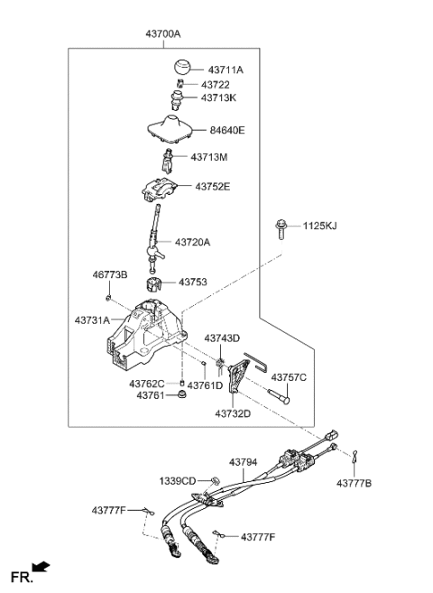 2018 Hyundai Sonata Hybrid  Lever-Gear Shift Diagram for 43720K9000