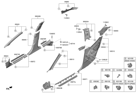 2018 Hyundai Sonata Hybrid Trim Assembly-Quarter INR LH Diagram for 85510J3000NNB