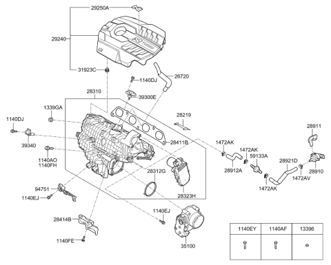 2018 Hyundai Sonata Hybrid  Manifold Assembly-Intake Diagram for 283102GTB2