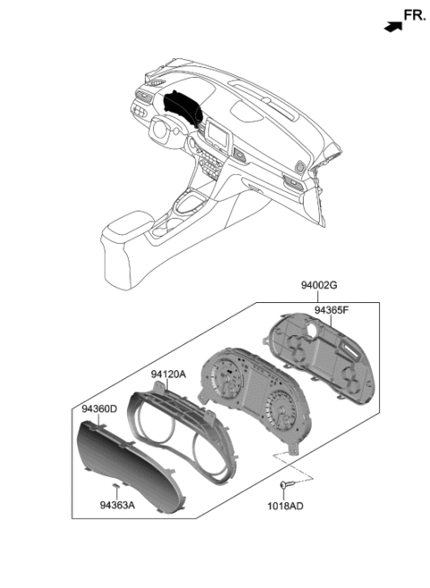 2018 Hyundai Sonata Hybrid Cover-Cushion Diagram for 94363J9000