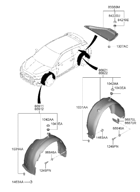 2023 Hyundai Ioniq 6  GUARD ASSY-REAR MUD, LH Diagram for 86841K9000