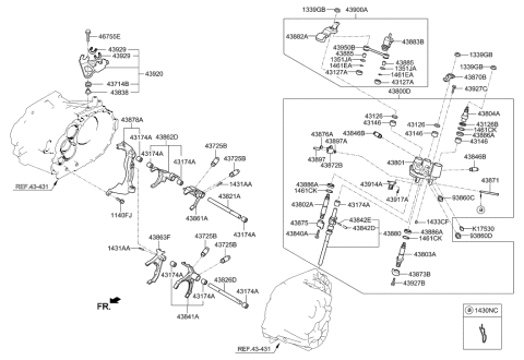 2006 Hyundai Elantra Lever-Select Diagram for 4387024700