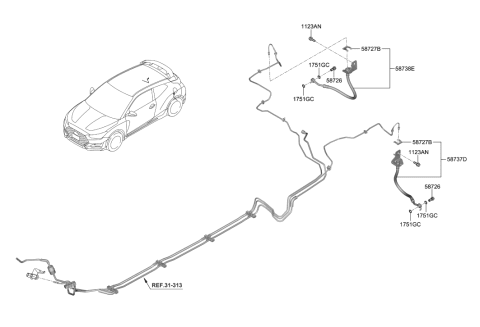 2006 Hyundai Elantra Hose-Rear Wheel RH Diagram for 58738K9000