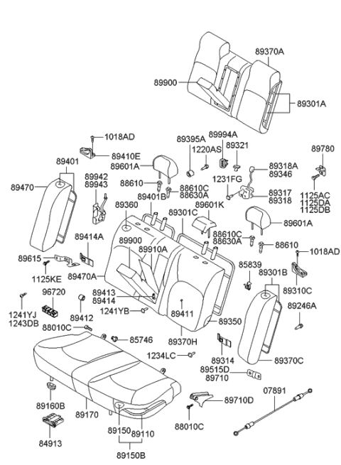 2022 Hyundai Elantra  Guide-Rear Seat Back WEBBING, R Diagram for 8941038001LK