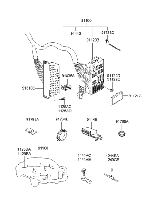 2022 Hyundai Elantra  Fuse-Min 25A Diagram for 9187038080