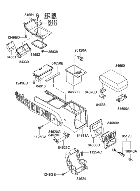 2023 Hyundai Elantra  Blanking-Coin Holder, RH Diagram for 9371539800