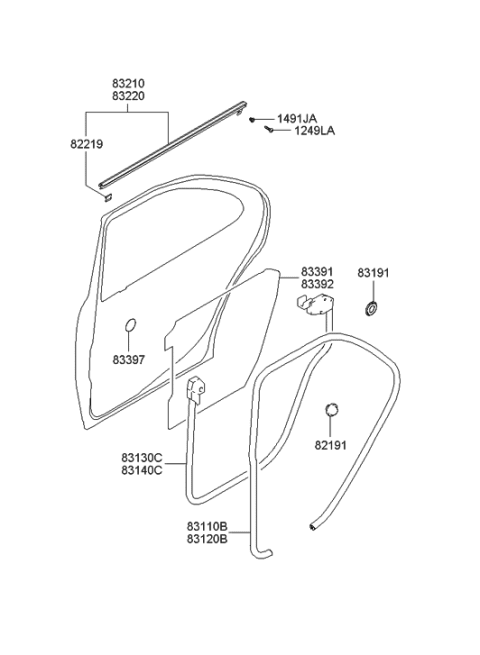 2023 Hyundai Elantra  Seal-Rear Door Trim LH Diagram for 8339139000