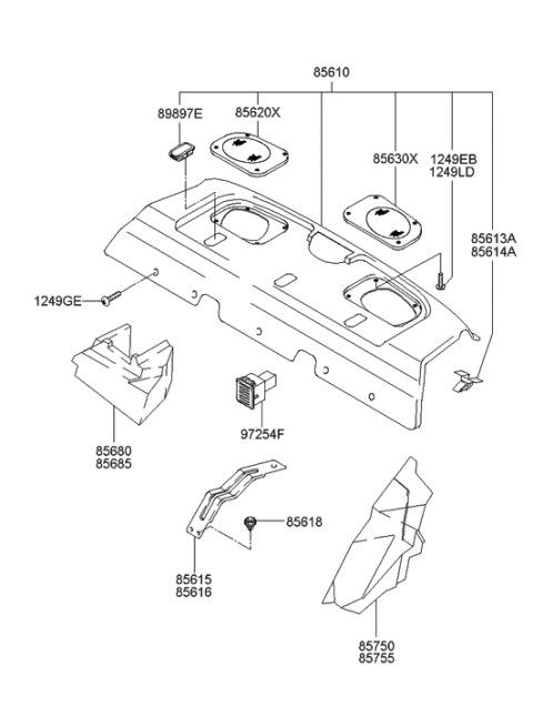 2022 Hyundai Elantra  Bezel-Child Anchor Side Diagram for 898973D000LK