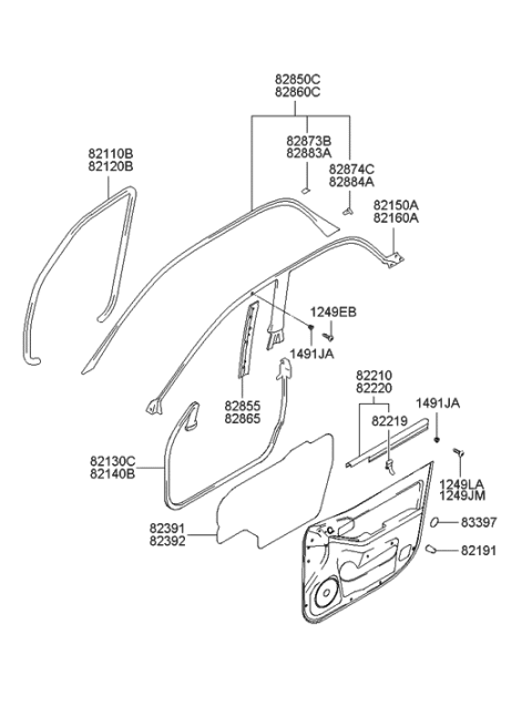 2022 Hyundai Elantra  Retainer-Weatherstrip Upper LH Diagram for 8225039000