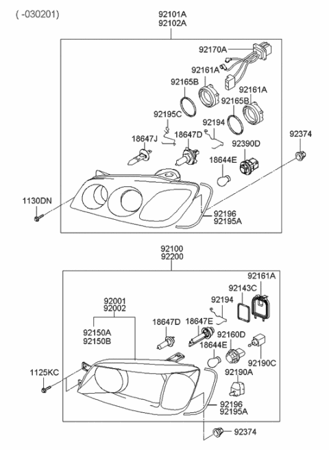 2023 Hyundai Elantra  Bulb Diagram for 1864428087