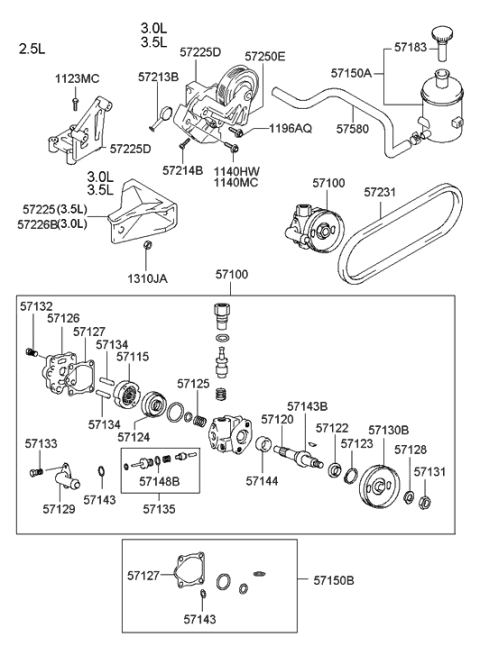 2022 Hyundai Elantra  Pump Assembly-Power Steering Oil Diagram for 5710039000