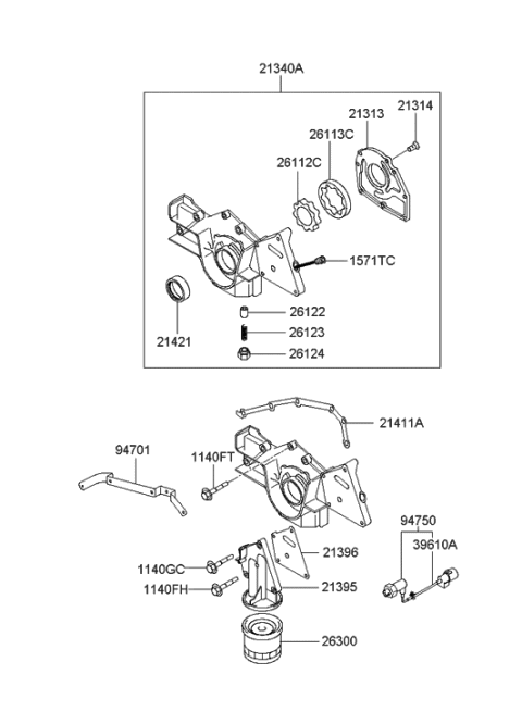 2022 Hyundai Elantra  Gasket-Oil Pump Diagram for 2141139011