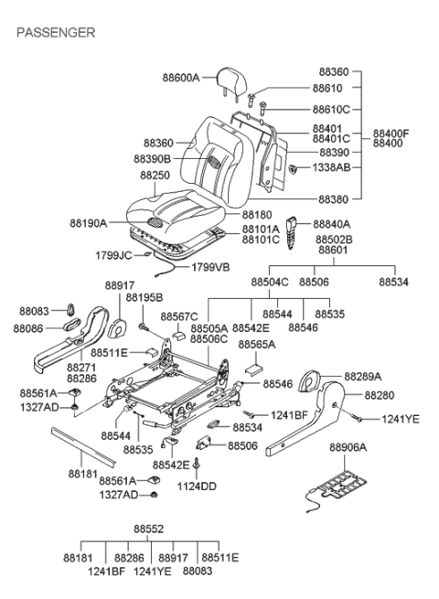 2022 Hyundai Elantra  Back Assembly-Front Seat, RH Diagram for 8840039070PAZ