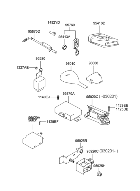 2023 Hyundai Elantra  Cover-Rain Sensor Diagram for 9601039000