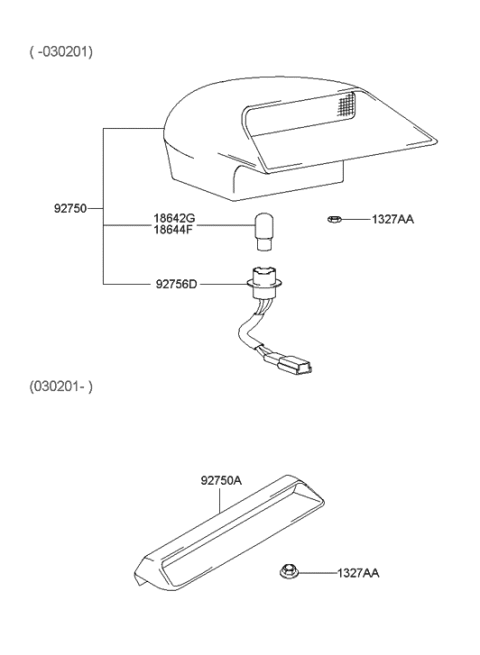 2022 Hyundai Elantra  High Mounted Stop Holder & Wiring Assembly Diagram for 9275938000