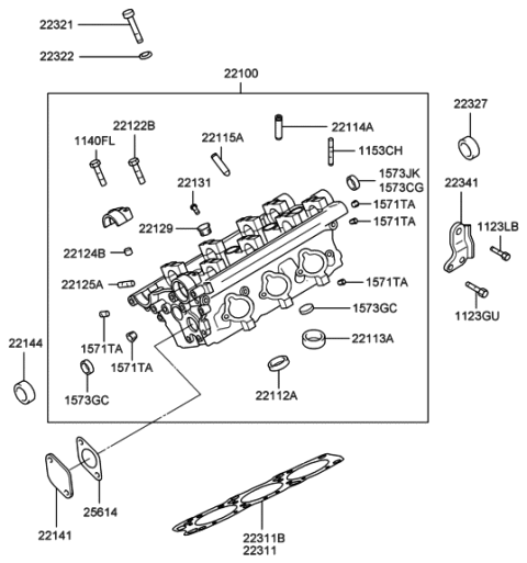 2022 Hyundai Elantra Gasket-Cylinder Head Diagram for 2231139000