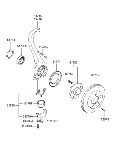 2023 Hyundai Elantra Front Wheel Hub Assembly Diagram for 5175039603