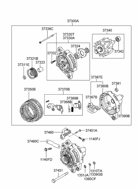 2023 Hyundai Elantra  Rotor Assembly-Generator Diagram for 3734037400