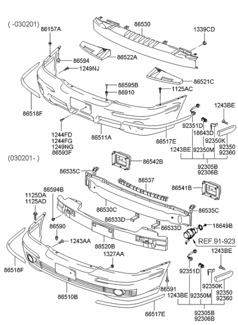 2023 Hyundai Elantra  Absorber-Front Bumper Foam, RH Diagram for 8652239000