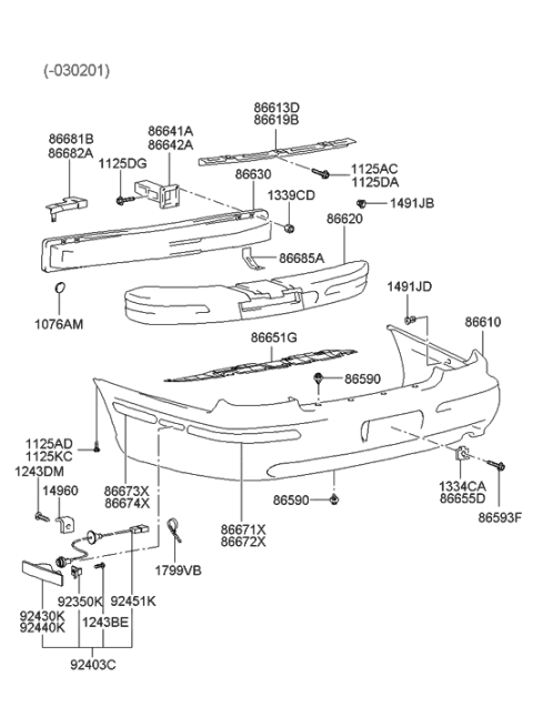 2022 Hyundai Elantra Bracket-Rear Bumper, Lower Diagram for 8668539000