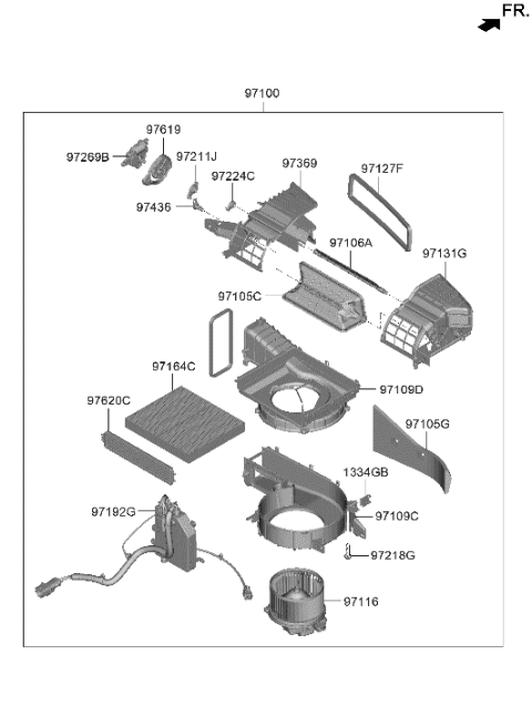 2018 Hyundai Accent  Cabin Air Cleaner Filter Diagram for 97133D2000