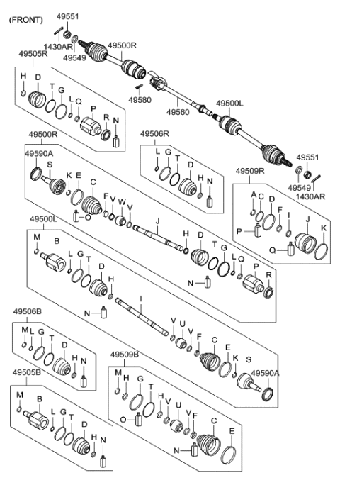 2020 Hyundai Santa Fe  Bearing Bracket & Shaft Assembly Diagram for 495602B100