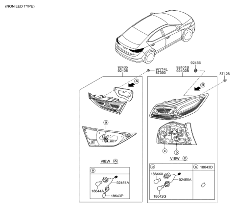 2001 Hyundai Tiburon Lamp Assembly-Rear Combination Inside, RH Diagram for 92404F2120