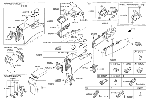 2001 Hyundai Tiburon  Clip-Console Mounting Diagram for 84633F2000