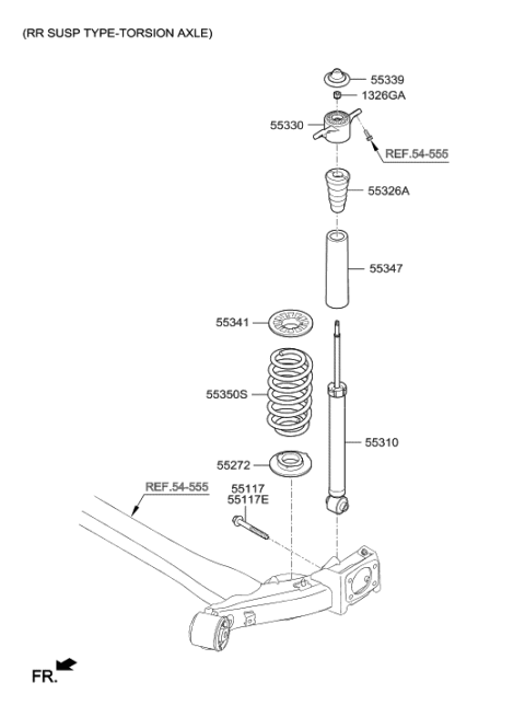2004 Hyundai Tiburon  Bracket-Shock Absorber Mounting Diagram for 55330G2000