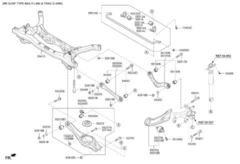 2002 Hyundai Tiburon  Crossmember-Rear Diagram for 55410F2BA0