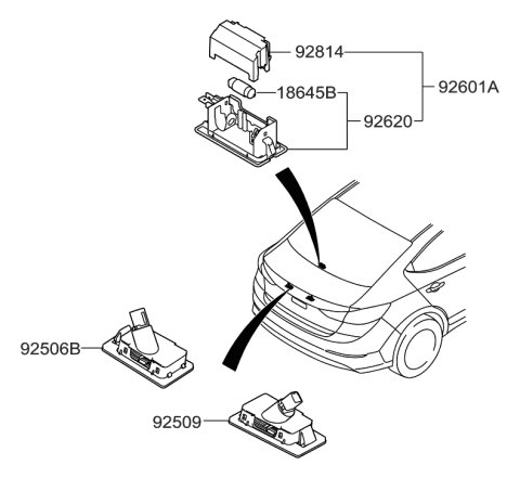 2001 Hyundai Tiburon Lamp Assembly-License Plate, LH Diagram for 925013X400
