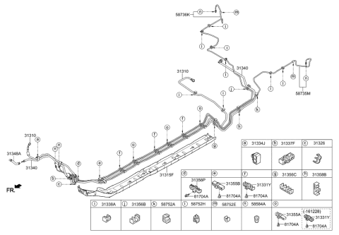 2004 Hyundai Tiburon  Clip-Brake Fluid Line Diagram for 58753F2400