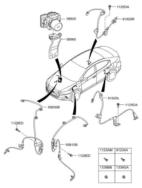 2004 Hyundai Tiburon Abs Assembly Diagram for 58920F2500