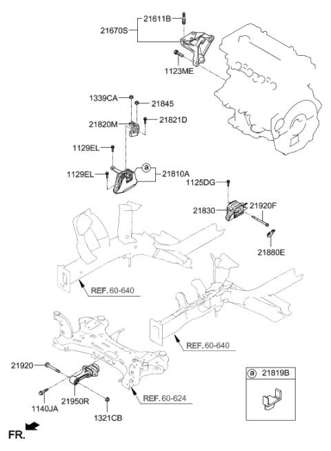 2004 Hyundai Tiburon Transaxle Mounting Bracket Assembly Diagram for 21830F2000