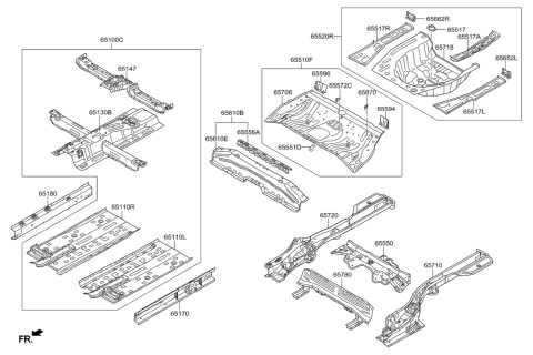 2002 Hyundai Tiburon Bracket Assembly-Rear Towing Hook Diagram for 65535F2000