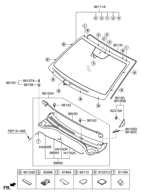 2001 Hyundai Tiburon Cover Assembly-Cowl Top Diagram for 86150F2000