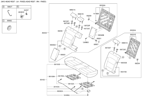 2004 Hyundai Tiburon  Pad Assembly-Rear Seat Back, RH Diagram for 89450F2110