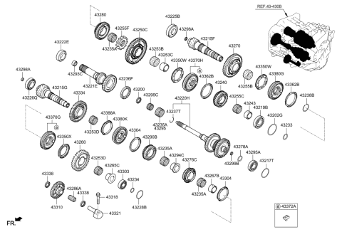 2001 Hyundai Tiburon Bearing-Taper Roller Diagram for 432222A100