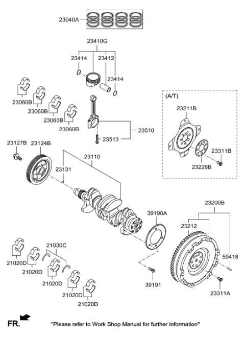 2001 Hyundai Tiburon  FLYWHEEL Assembly Diagram for 232002E401