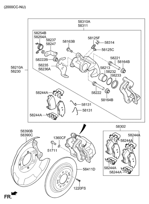 2002 Hyundai Tiburon  Car Care-Disc-Rear Brake Diagram for S584113X300
