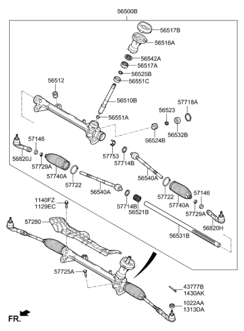 2004 Hyundai Tiburon  Pinion Assembly-Steering Gear Box Diagram for 56512F2001