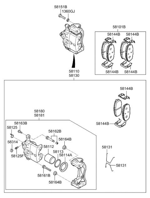 2001 Hyundai Tiburon  Spring-Pad Diagram for 58144D3000