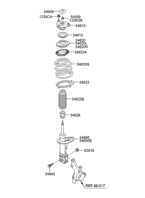 2008 Hyundai Tucson  Front Suspension Strut Dust Cover Diagram for 546252F000