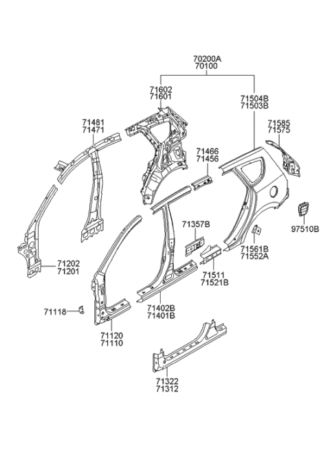 2008 Hyundai Tucson Bracket Assembly-Fender Mounting Rear, LH Diagram for 711172H000