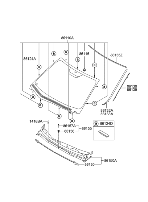 2009 Hyundai Tucson  Pad-Windshield Glass Diagram for 861271J000
