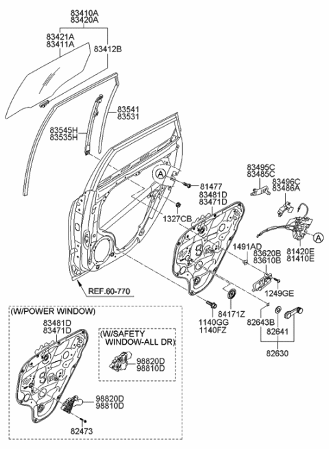 2010 Hyundai Tucson  Run&Channel-Rear Door Delta Lower, LH Diagram for 835352L200