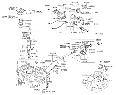 2009 Hyundai Tucson  Pump Filter Diagram for 3109007000