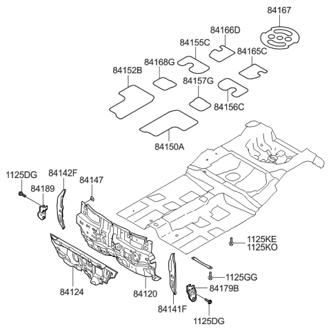 2010 Hyundai Tucson  Pad Assembly-Isolation Dash Panel Diagram for 841202L000